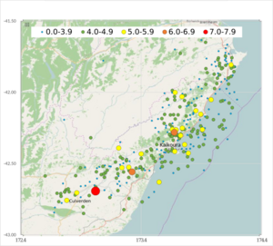 Map of 2016 Kaikoura earthquake
