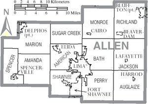 300px Map Of Allen County Ohio With Municipal And Township Labels.PNG
