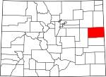 State map highlighting Kit Carson County