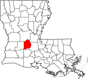 Map of Louisiana highlighting Evangeline Parish