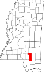 Map of Mississippi highlighting Forrest County