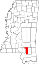 State map highlighting Forrest County