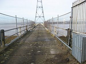Pier to pylons where the National Grid crosses the River Severn - geograph.org.uk - 1132383