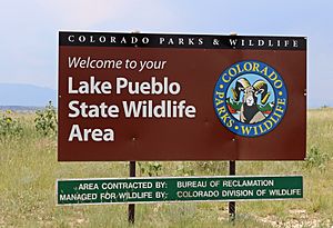 Pueblo Reservoir State Wildlife Area sign