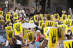 R4bia sign used in solidarity with victims of Rabaa crackdown 23-Aug-2013