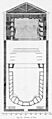 Teatro di Fano, transverse section and floor plan by Torelli - Hammitszch 1906 p90