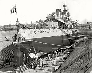 USS Oregon in dry dock, 1898