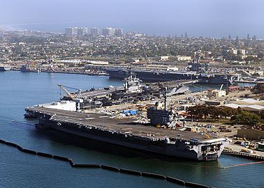 US Navy 100506-N-8421M-124 The aircraft carriers USS Ronald Reagan (CVN 76), USS Nimitz (CVN 68) and USS Carl Vinson (CVN 70) are pierside at Naval Air Station North Island