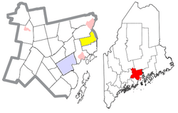 Location of Prospect (in yellow) in Waldo County and the state of Maine