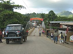 Bridge and entrance to the city of Waslala in 2008.