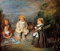 'Heureux age! Age d'or (Happy Age! Golden Age)', oil on panel painting by Jean-Antoine Watteau, 1716-20, Kimbell Art Museum