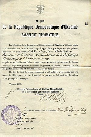 1919 Ukraine DIPLOMATIC pass. - Vienna