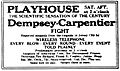 1921 ad for Playhouse Theater Dempsey-Carpentier radiophone broadcast
