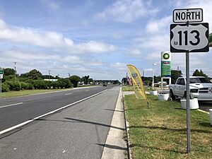 2022-07-08 10 56 36 View north along U.S. Route 113 (DuPont Boulevard) at Hoosier Street in Selbyville, Sussex County, Delaware