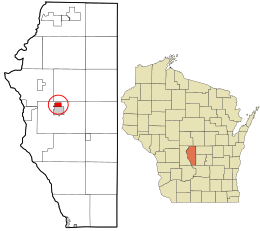 Location in Adams County and the state of Wisconsin.