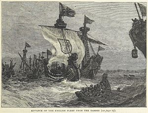 Advance of the English fleet upon the Damme