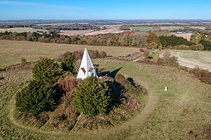 Aerial shot of Farley Mount and Monument