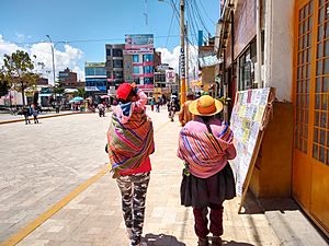 Chupaca Peru- indigenous women at town square