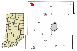 Location of Middletown in Henry County, Indiana.