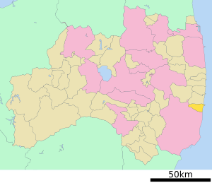 Location of Hirono in Fukushima Prefecture