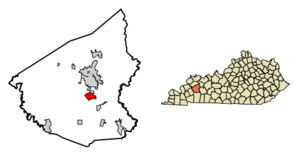Location of Earlington in Hopkins County, Kentucky.