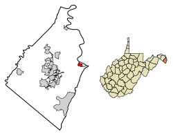 Location of Bolivar in Jefferson County, West Virginia.