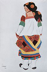 Leon Bakst - Peasant woman Costume design for the Vaudeville Old Moscow, 1922