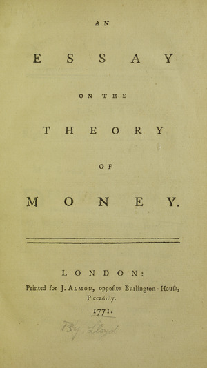 Lloyd - Essay on the theory of money, 1771 - 5726895