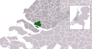 Highlighted position of Korendijk in a municipal map of South Holland