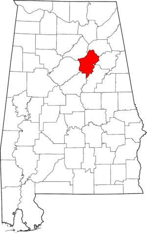 Map of Alabama highlighting St Clair County