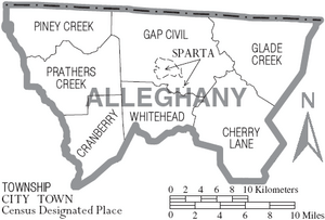Map of Alleghany County North Carolina With Municipal and Township Labels