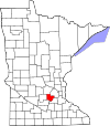 State map highlighting Carver County