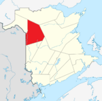 Map of New Brunswick highlighting Victoria County