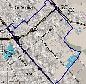 Boundaries of Pacoima as drawn by the Los Angeles Times