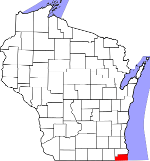 Map of Wisconsin highlighting Kenosha County