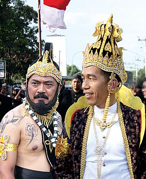 Mayor of Surakarta and Vice Mayor of Surakarta in wayang costumes