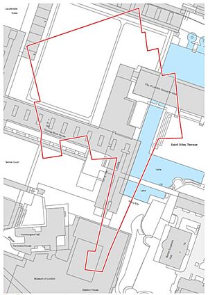 Medieval Jewish Cemetery on modern mapping of the Barbican Estate