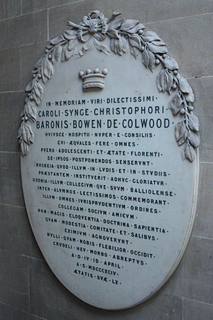 Memorial to Baron Bowen, Lincoln's Inn Chapel, London