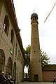 Minaret of Friday mosque in Shaki