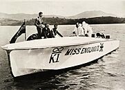 Miss England III on Loch Lomond July 1932 before setting a new world water speed record of 119.81 mph.