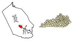 Location of Camargo in Montgomery County, Kentucky.