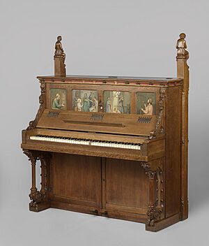Muziekkast en piano met een reliek van Sint-Cecilia Piano, BK-1996-9