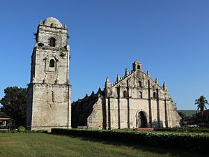 Paoay Church front left (Marcos Avenue, Paoay, Ilocos Norte; 11-16-2022)