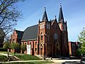 Saint Patrick Church (Bellefontaine, Ohio) - exterior in springtime