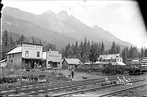 Scene at Baring showing the Baring bar and barber shop, 1912 (PICKETT 734)