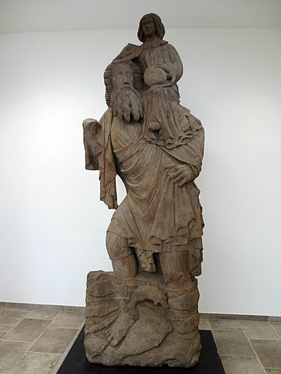 Statue of St Christopher, Norton Priory.jpg