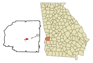 Location within Stewart County and Georgia