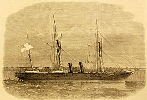 The Confederate Screw-Steamer Rappahannock lying at Calais Pier - ILN 1863