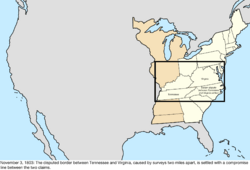 Map of the change to the United States in central North America on November 3, 1803