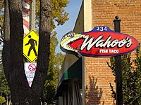 Wahoo's Fish Taco Restaurant Sign & Street Scene - Orange - California - USA (6773610740)